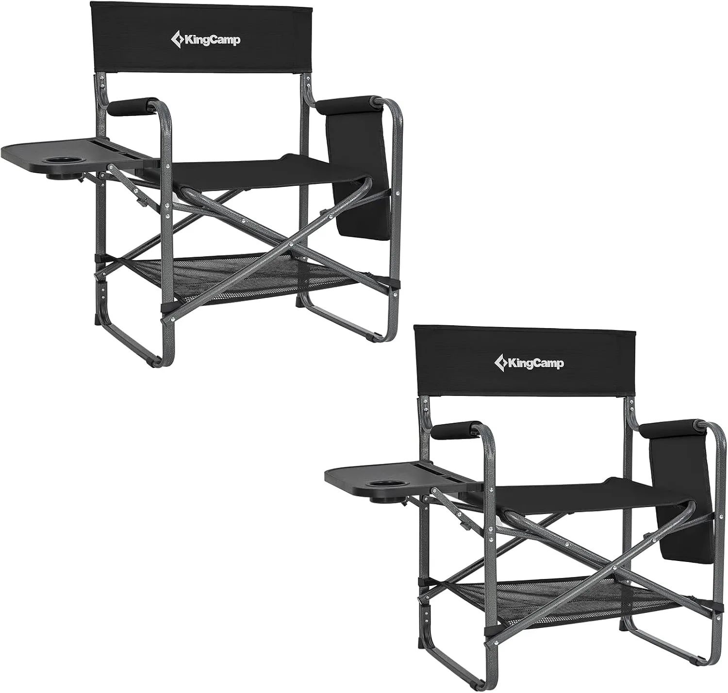 KingCamp 2 Pack Camping Directors Chair Heavy Duty Folding Director Chairs with Side Table and Pockets for Adults Outdoor Camp Chair for Camping Lawn Picnic Beach & Fishing
