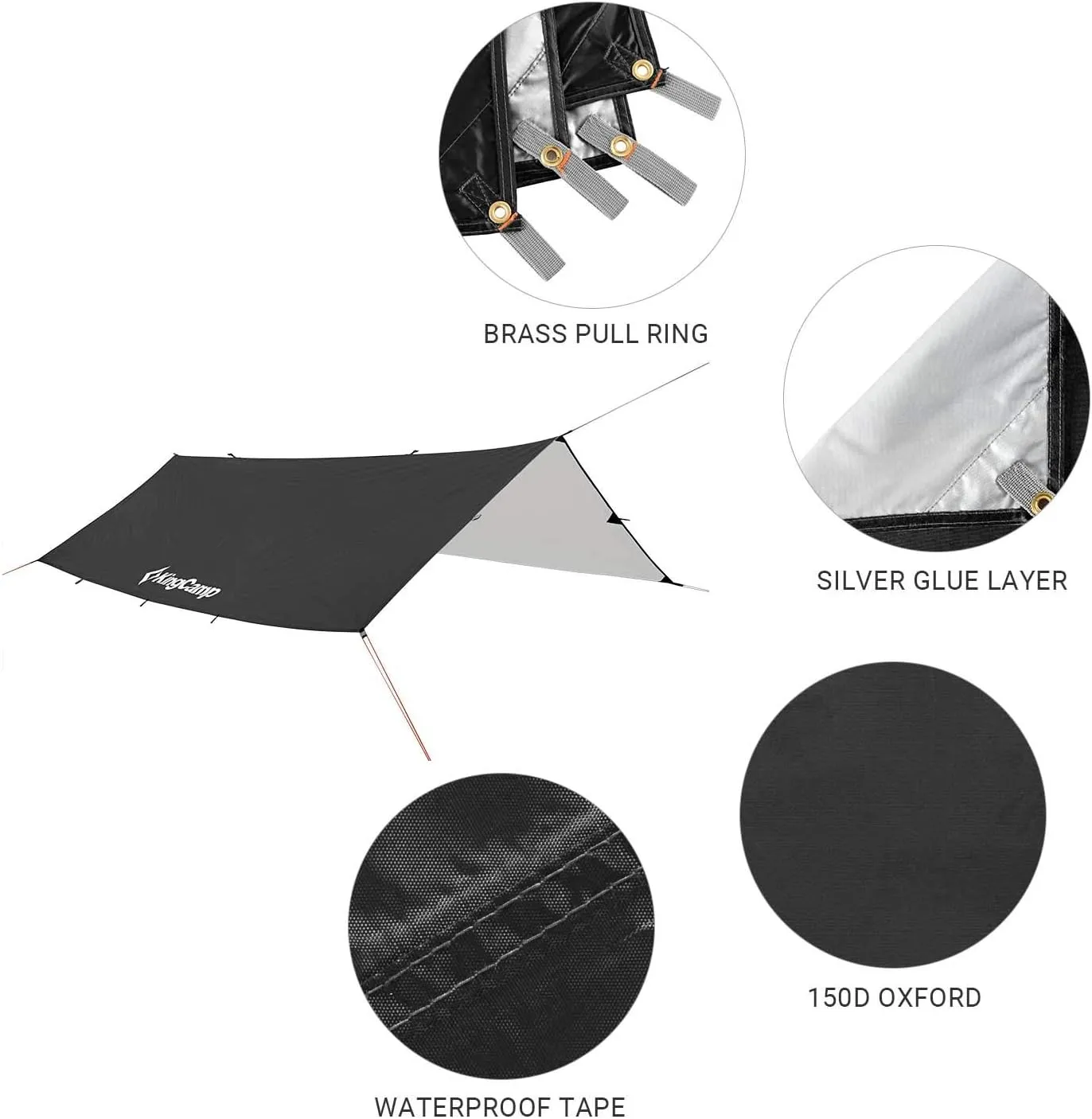 KingCamp Camping Tarp, Oversize Waterproof Tarp with Silver Coating UPF50  UV Protection for Camping Hiking Traveling