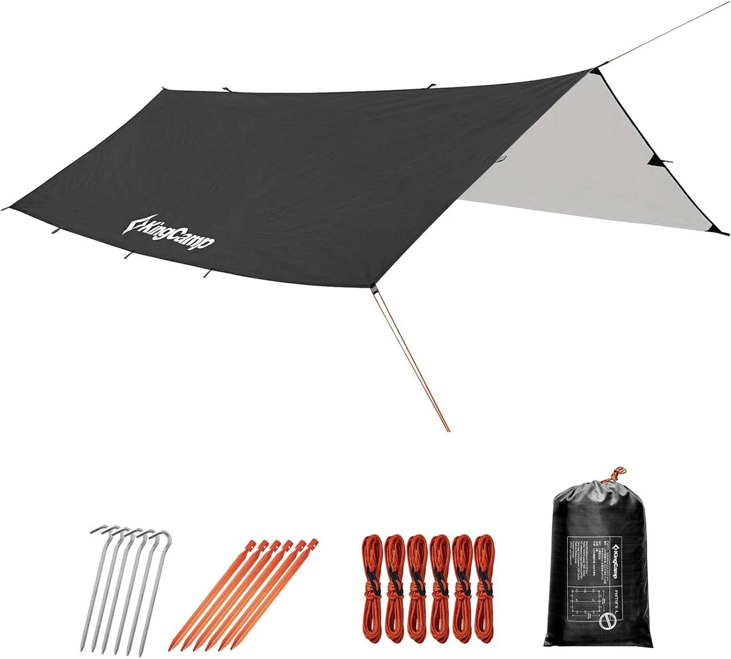 KingCamp Camping Tarp, Oversize Waterproof Tarp with Silver Coating UPF50  UV Protection for Camping Hiking Traveling