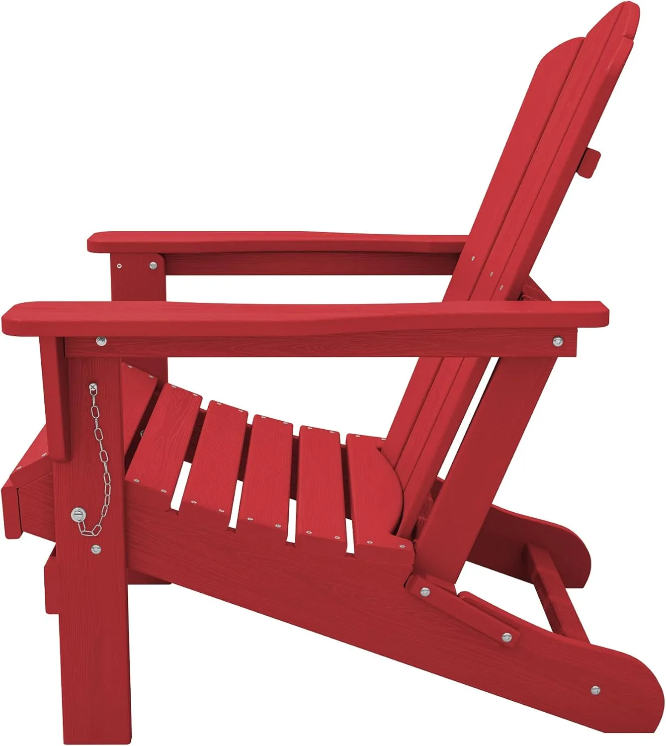KINGYES Folding Adirondack Chair Set of 2, HDPE All-Weather Folding Adirondack Chair, Light Red