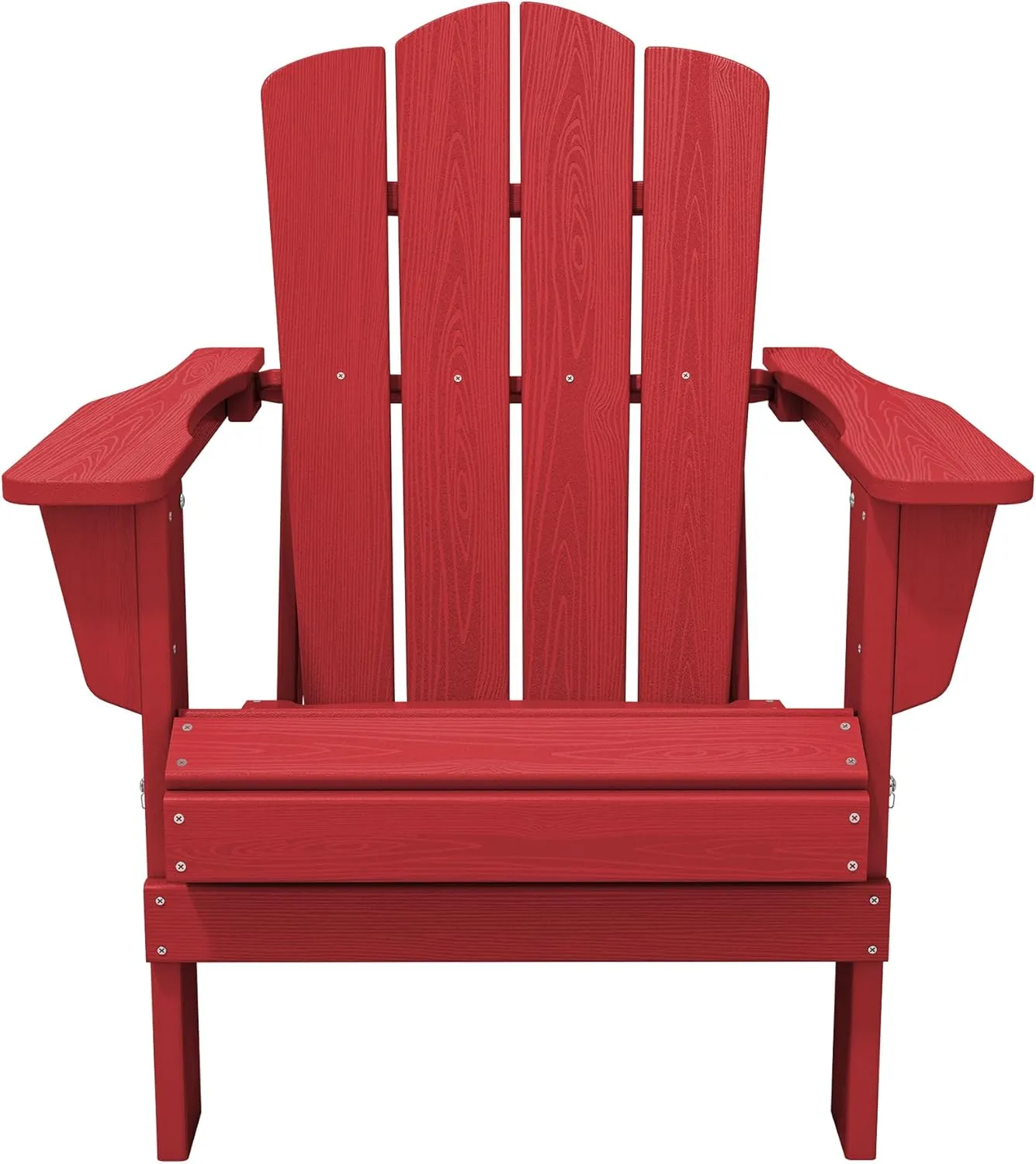 KINGYES Folding Adirondack Chair Set of 2, HDPE All-Weather Folding Adirondack Chair, Light Red