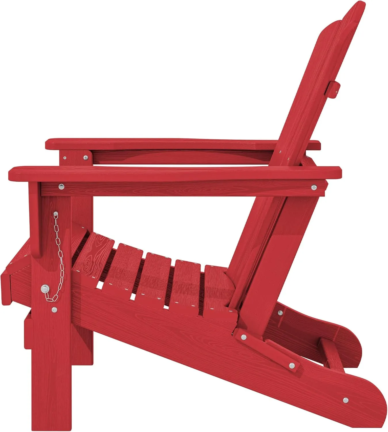 KINGYES Folding Adirondack Chair Set of 2, HDPE All-Weather Folding Adirondack Chair, Light Red