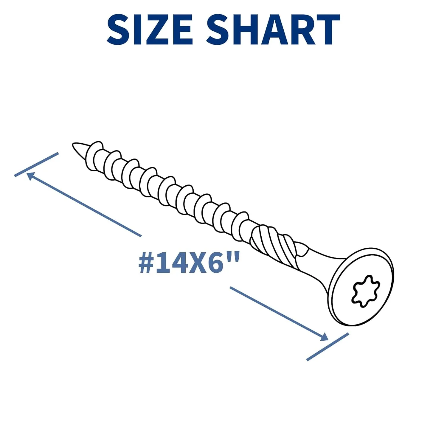 Lag Screws 6 Inch, 50PCS Heavy Duty Construction Screw, Structural Wood Screw #14 x 6, Rust Resistant, Washer Head, Black Coated Exterior Wood/Lag Screws Hex Socket Included