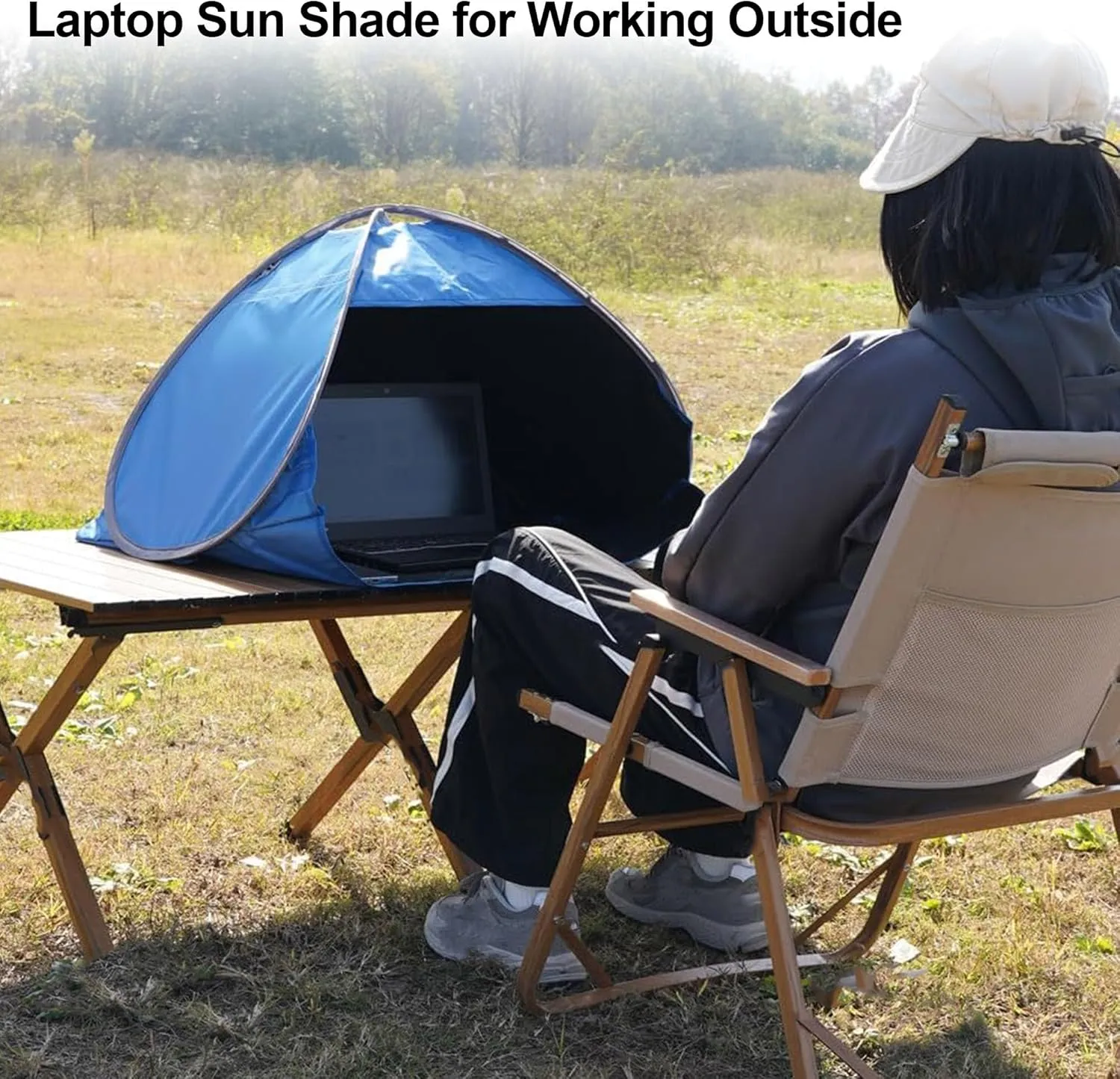 Laptop Sun Shade for Working Outside, Automatic Shades Laptop Tent, Pop up Sun Shade, Head Tent for Beach, Sun Shelter for Anti-UV Small Pets & Outdoor Camping Picnic Beach (Pink, L)