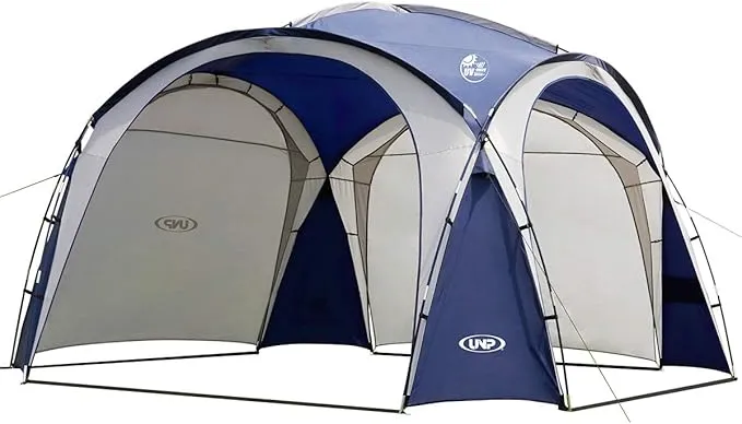 Large Beach Canopy Tent UPF 50  12x12 ft Waterproof & Rainproof Dome Sun Shelter for 8-10 Person with 2 Side Walls, Perfect for Camping, Backyard, Fishing, Parties, Picnics