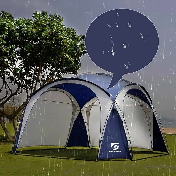 Large Beach Canopy Tent UPF 50  12x12 ft Waterproof & Rainproof Dome Sun Shelter for 8-10 Person with 2 Side Walls, Perfect for Camping, Backyard, Fishing, Parties, Picnics