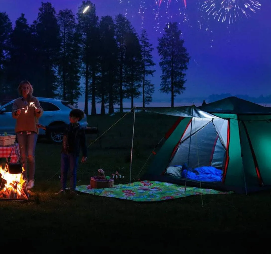 Large Outdoor Camping Tent 3-4 People Pop Up Tent Thick Sunscreen Canopy Automatic Tent Family Parties Travelling