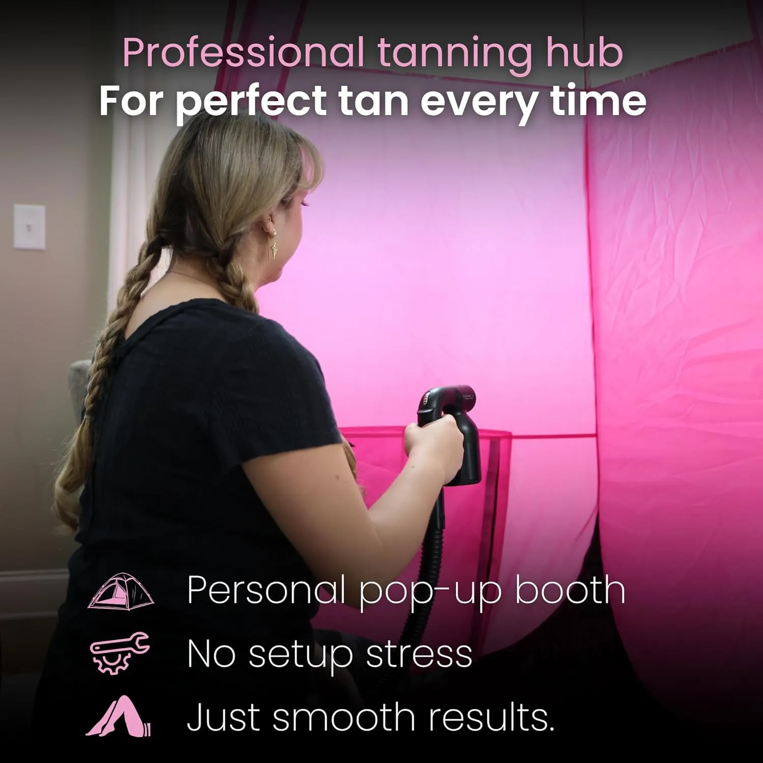 Large Spray Tan Tent – Deluxe Pop Up Tent Portable Tanning Booth with Carry Case – Clear Window for Perfect Spray Tanning – Easy Clean for Home & Salon
