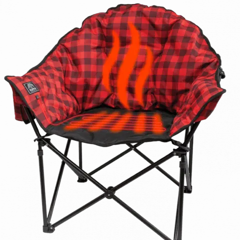 Lazy Bear HEATED Chairw/ Power Bank - Red/Black - By Kuma Outdoor Gear