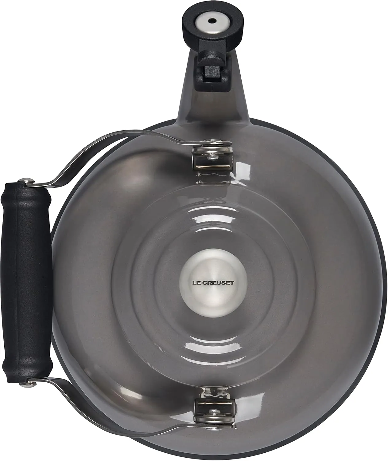 Le Creuset Enamel On Steel Whistling Tea Kettle with Metal Finishes, 1.7 qt., Oyster
