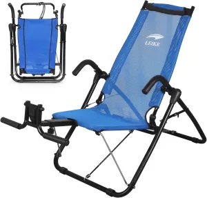 Leikefitness Ab Exercise Chair Core Strengthening Lightweight Foldable Sport Abdominal Exerciser Strength Training Inversion Equipment AB3900(Blue)
