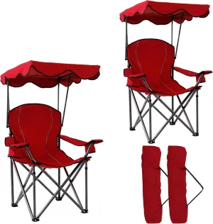 LET'S CAMP Camp Chair with Shade Canopy Folding Camping Recliner Chair with Carry Bag for Outdoor Camping Hiking Beach, Heavy Duty 350 LBS