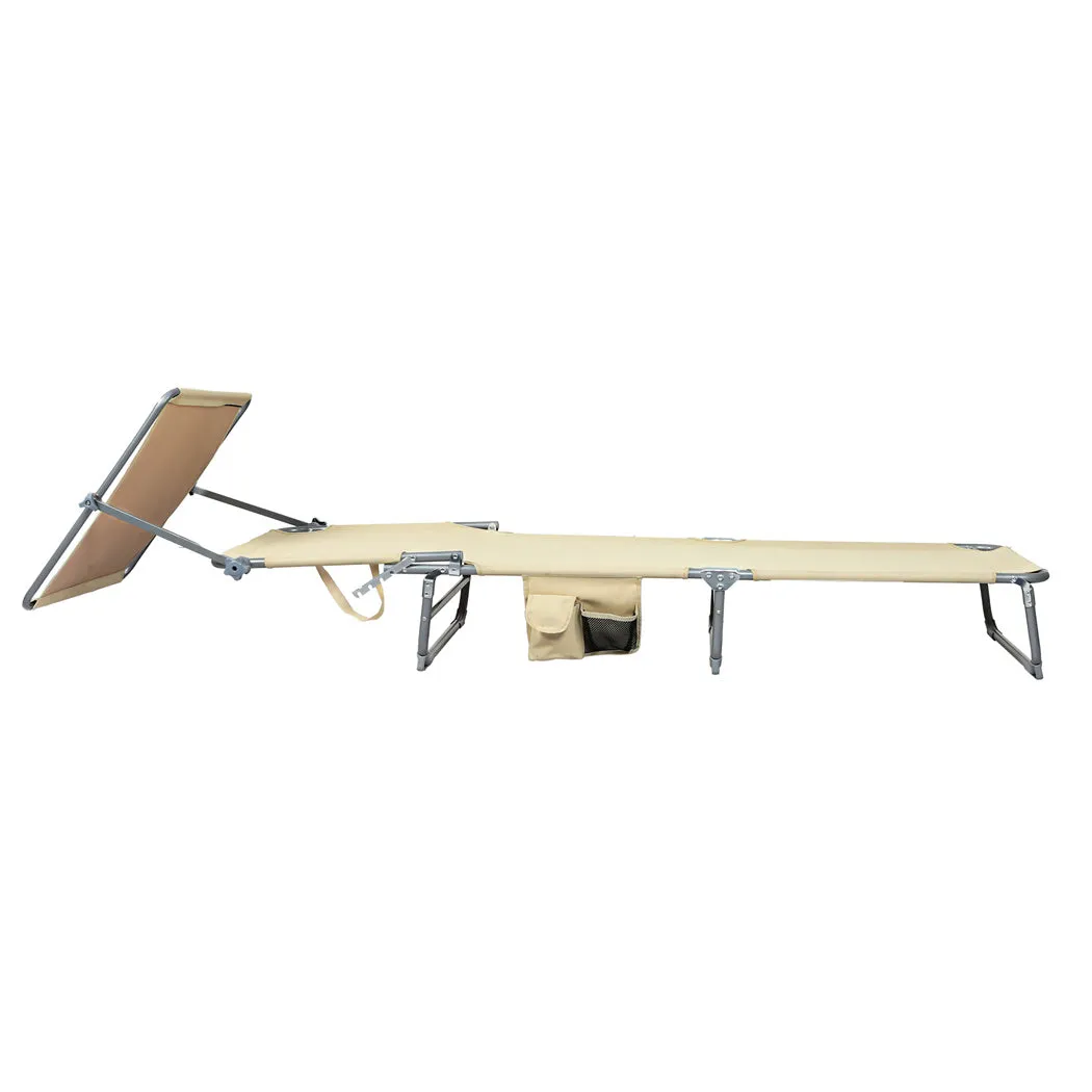 Levede Foldable Lounge Chairs with Canopy Khaki-QLD_Rural
