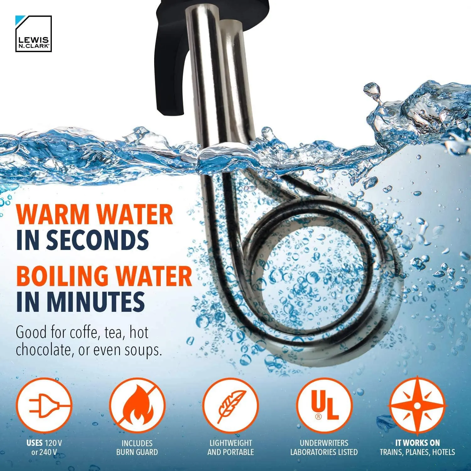 Lewis N. Clark Portable Immersion Water Heater