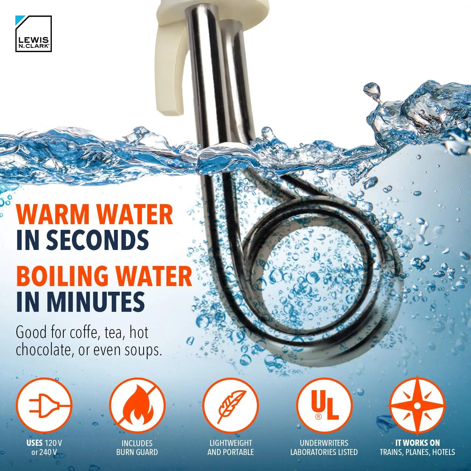 Lewis N. Clark Portable Immersion Water Heater