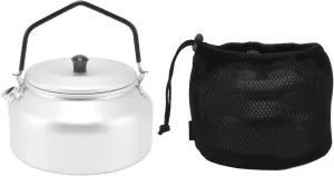 Lightweight Aluminum Alloy Camping Kettle, Portable Camp Tea Pot Coffee Pot, Anti Bump Storage Bag, Food Grade Material, Silicone Cover Handle, for Hiking Backpacking Travel Fish