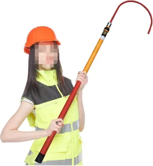 Lightweight Anti-Electrocution Rescue Hook with Telescopic Pole, Fiberglass High Voltage Insulated Rescue Hook (Size:2m/6.6ft)