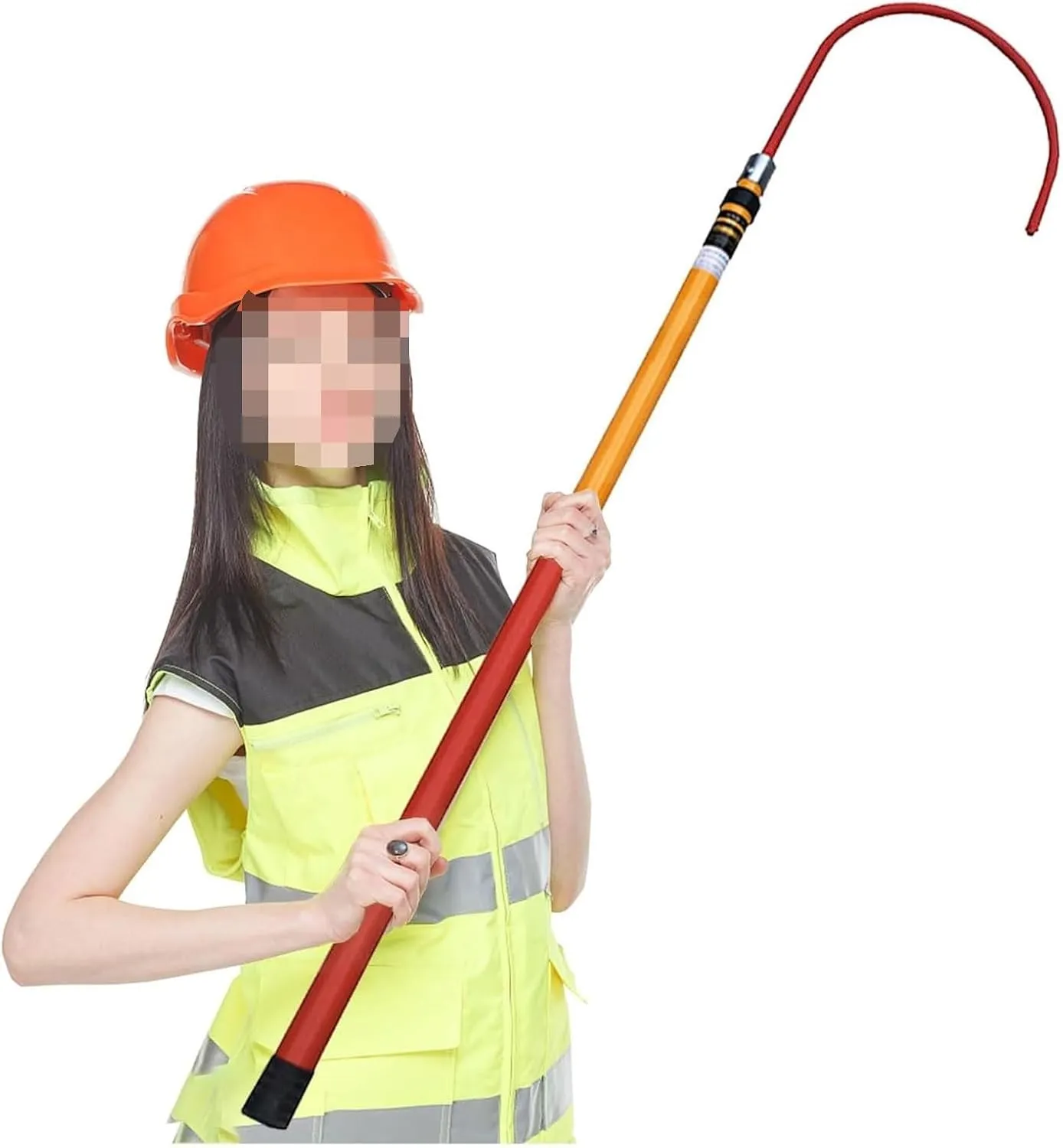 Lightweight Anti-Electrocution Rescue Hook with Telescopic Pole, Fiberglass High Voltage Insulated Rescue Hook (Size:2m/6.6ft)