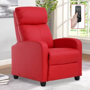 Living Room Recliner Chair Modern Reclining Easy Lounge Winback Single Sofa Reading Chair PU Leather Home Theater Seating Massage Adjustable Accent Armchair w/ Thick Seat Cushion & Backrest, Red