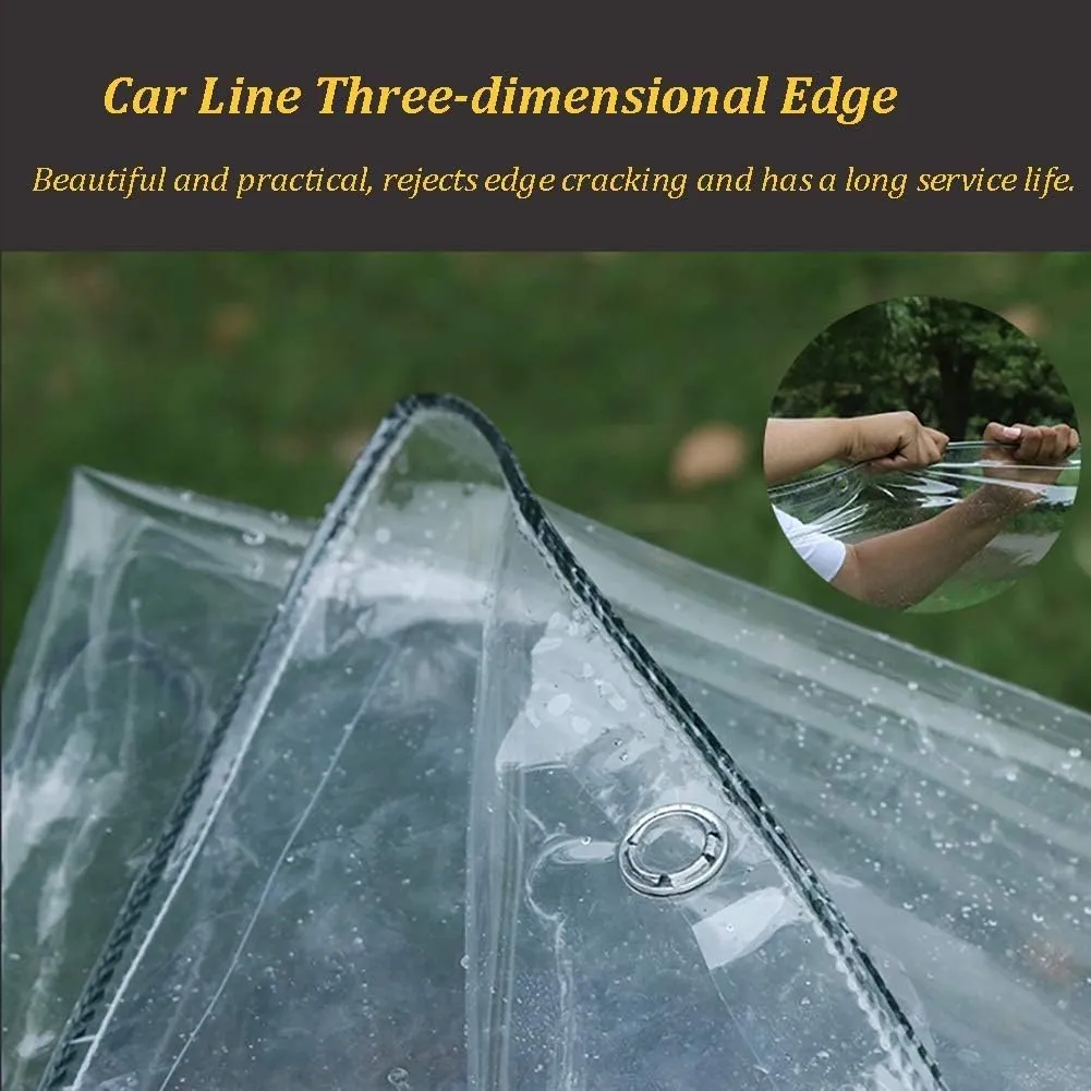 LXB Outdoor Multipurpose Tarpaulin-Tarpaulin PVC Waterproof Transparent Rainproof Cloth W/Reinforced Edges Eyelets for Sun Room/Balcony/Window/Garden,1.8Mx3M
