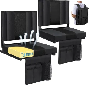 M KARMATER Stadium Seat,Portable Stadium seat Cushion with Back Support,Padded Folding Comfort Stadium Chair with Shoulder Strap,Bleacher Chairs Perfect for Sports Events