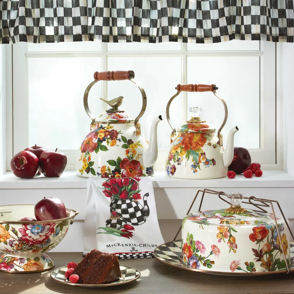 MacKenzie-Childs Flower Market Tea Kettle - White
