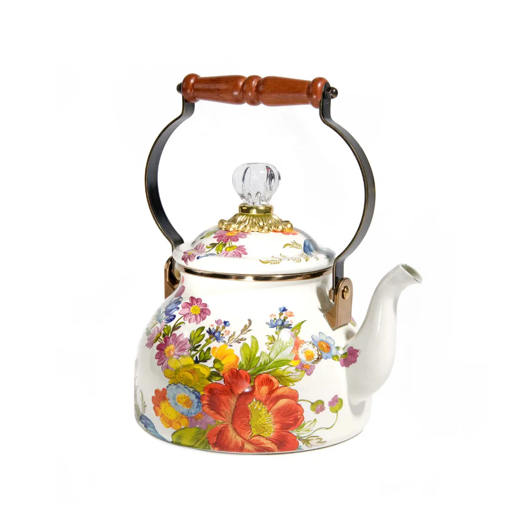 MacKenzie-Childs Flower Market Tea Kettle - White
