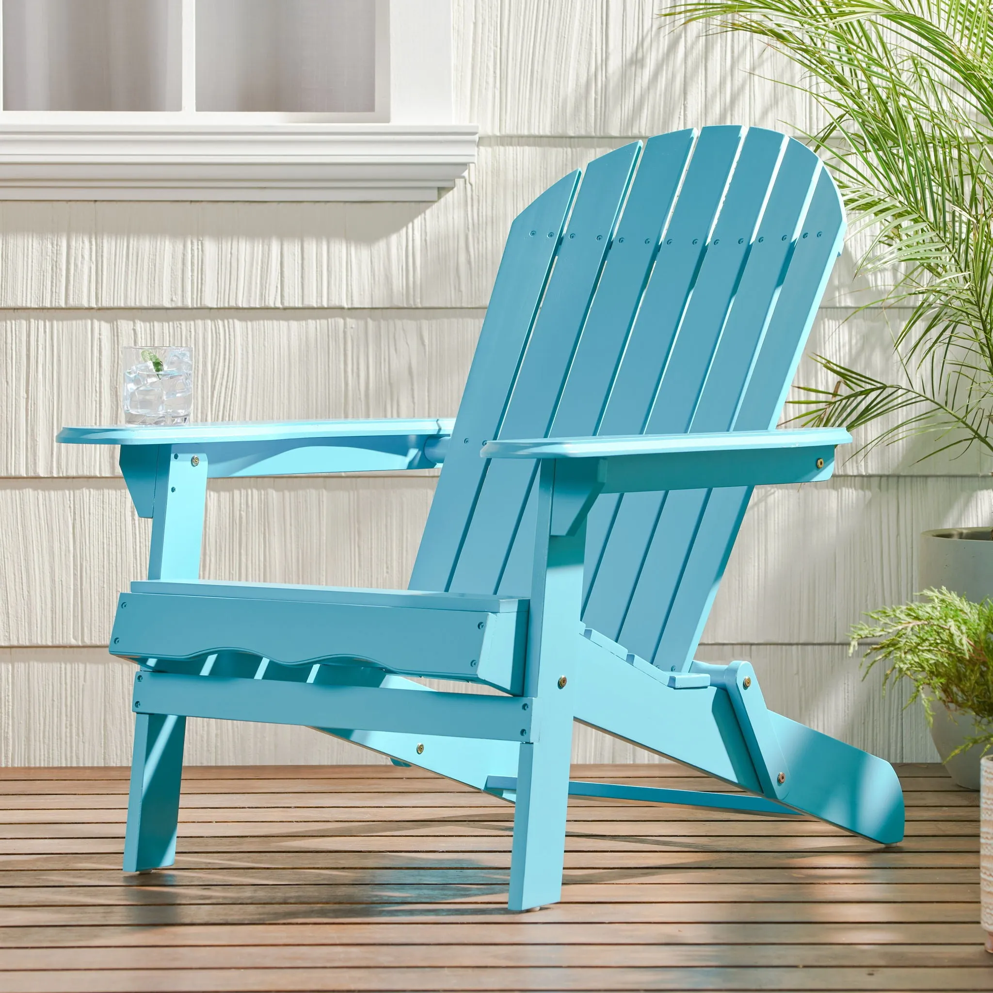 Malibu Transitional Adirondack Chair With Foldable Design - Blue