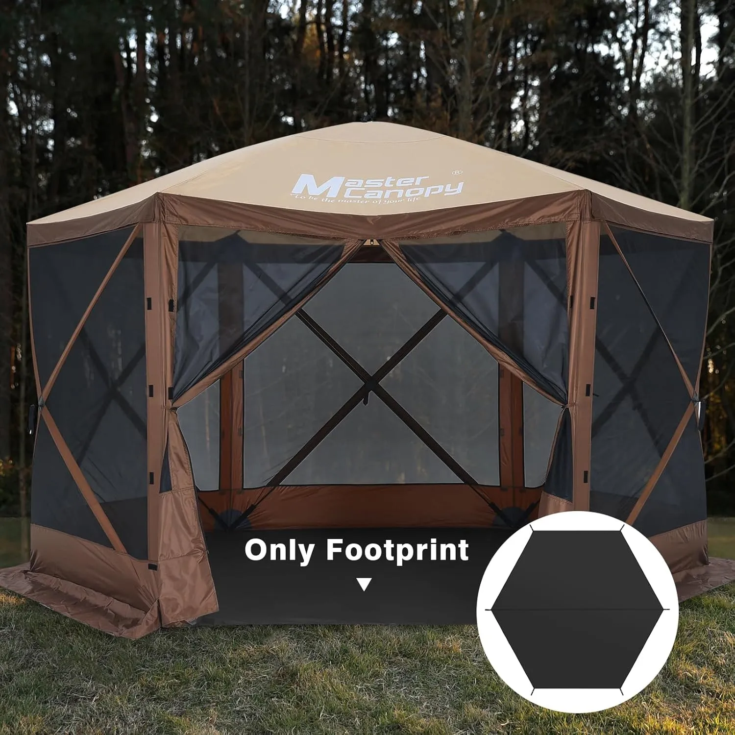 MASTERCANOPY Hexagonal Tent Footprint, 10x10FT Camping Footprint with Storage Bag