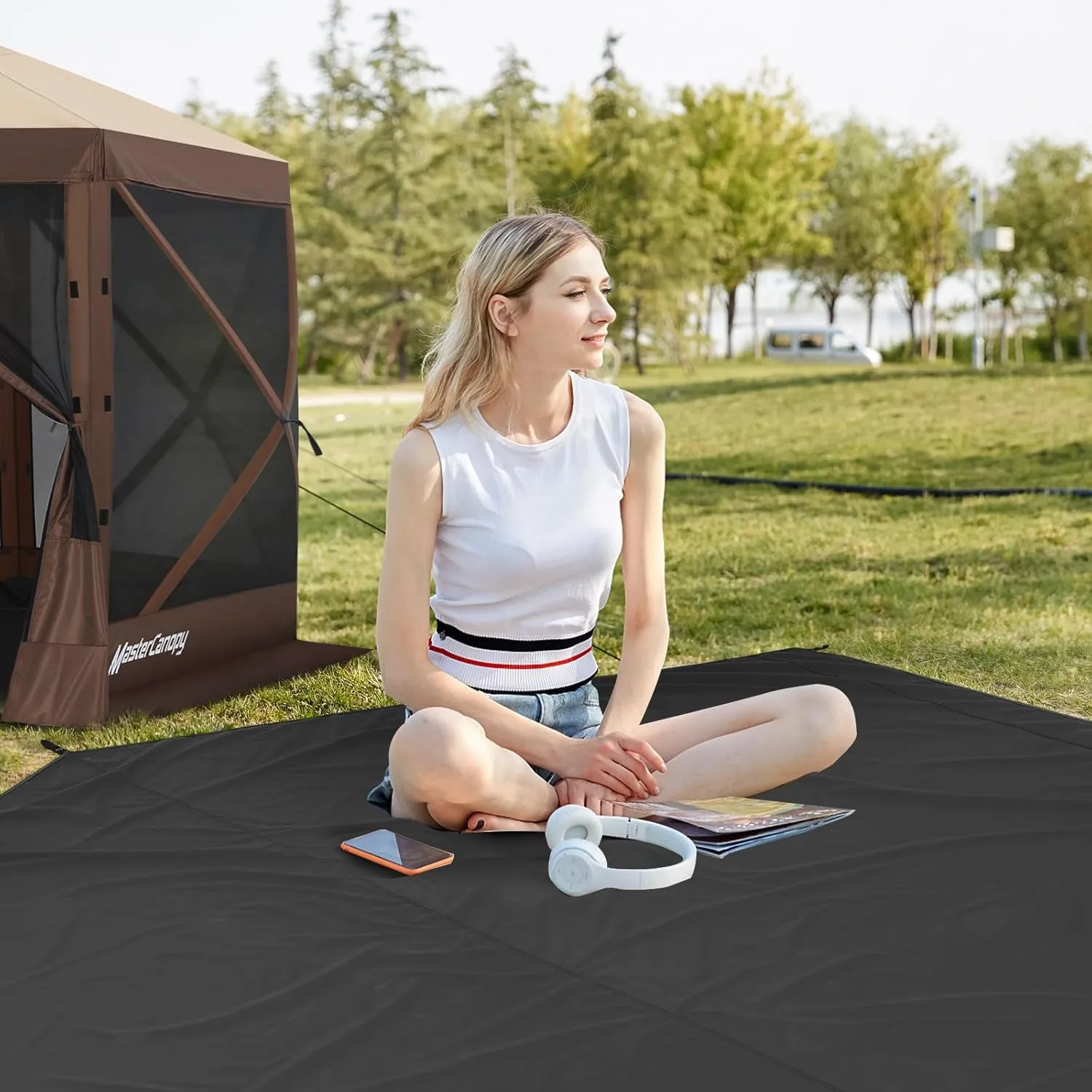 MASTERCANOPY Hexagonal Tent Footprint, 10x10FT Camping Footprint with Storage Bag