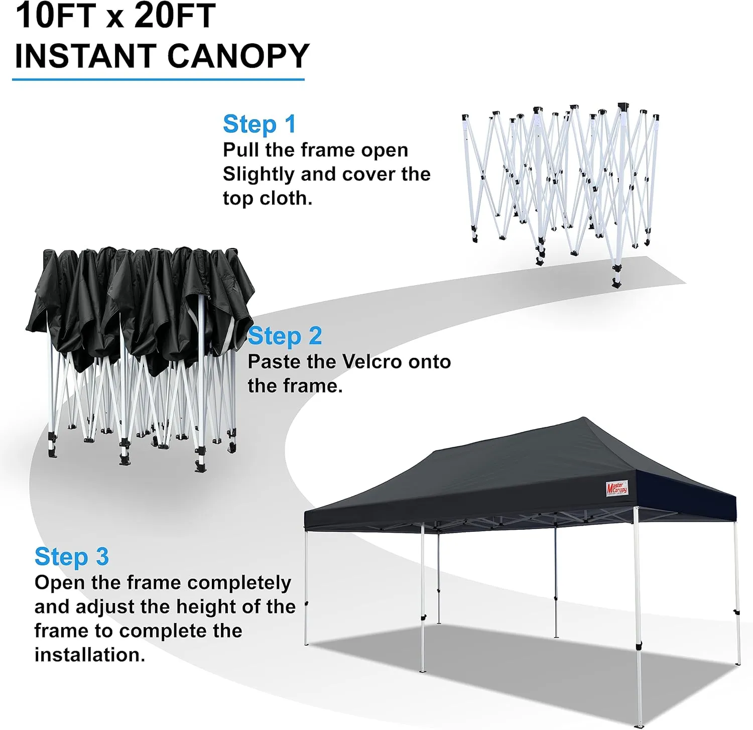 MASTERCANOPY Pop Up Canopy Tent Commercial 10x20 Instant Shelter (Black)