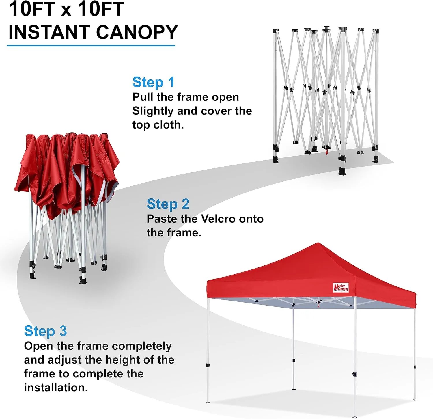 MASTERCANOPY Pop Up Canopy Tent Commercial Grade 10x10 Instant Shelter (Red)