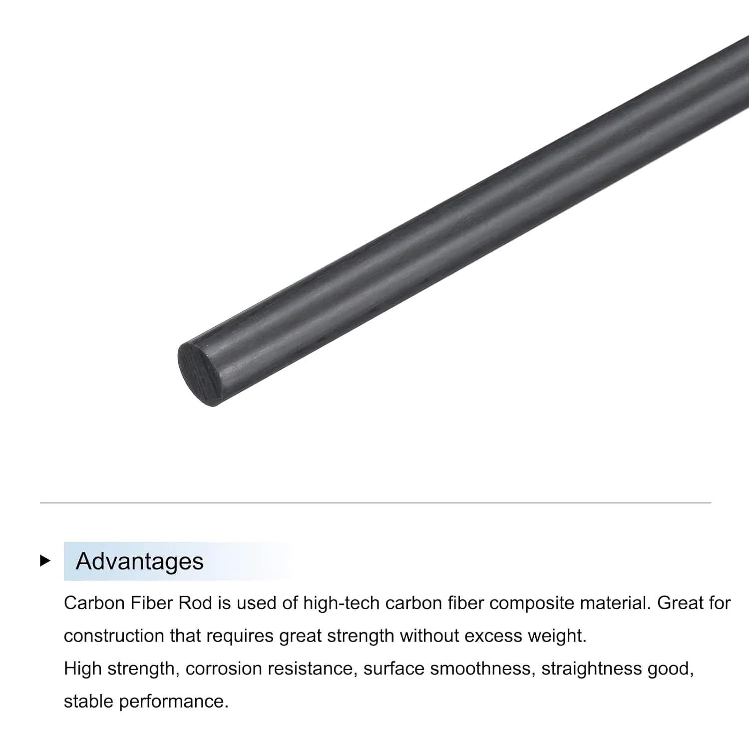 MECCANIXITY Carbon Fiber Rod Pole, 5.5mm x 450mm for RC Car Plane DIY Tool Wing Tube Quadcopter Arm, Pack of 4