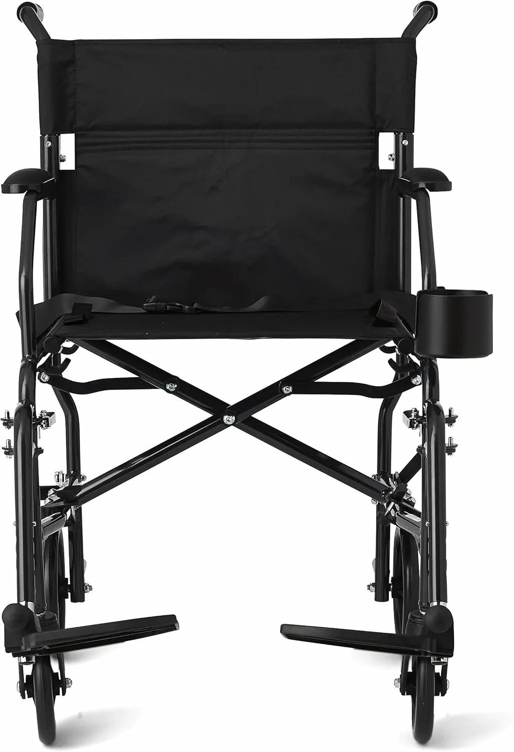Medline Ultra Lightweight Transport Wheelchair for Adults, Foldable, 19-Inch Seat Width, Black Frame, Black Upholstery