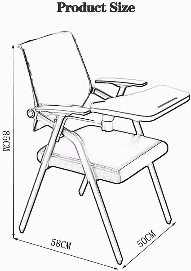MEHWSUR Student Chair with Desk Attached,Tablet Arm Chair Mesh Office Chair with Lumbar Support,Foldable Computer Desk Chair with Writing Board and Cup Holder Metal Frame Backrest (Color : Green)