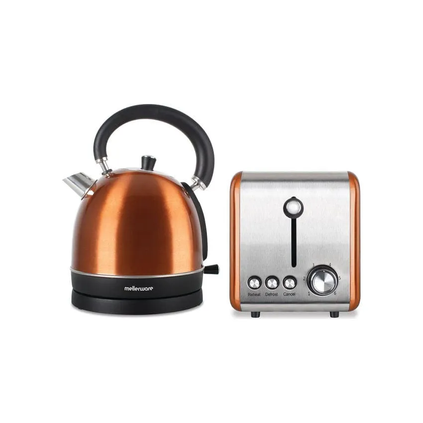 Mellerware Pack 2 Piece Set Stainless Steel Kettle And Toaster Copper