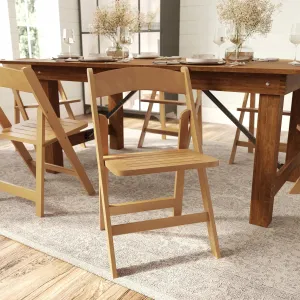 Merrick Lane Nathan Folding Solid Wood Dining Chair, Luxurious Curved Back, Versatile, Solid Beechwood Construction, Mortise & Tenon, Oak