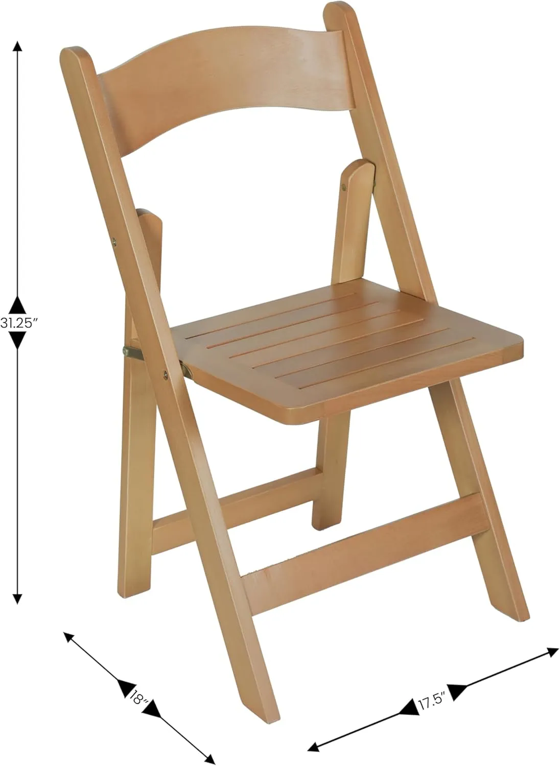 Merrick Lane Nathan Folding Solid Wood Dining Chair, Luxurious Curved Back, Versatile, Solid Beechwood Construction, Mortise & Tenon, Oak