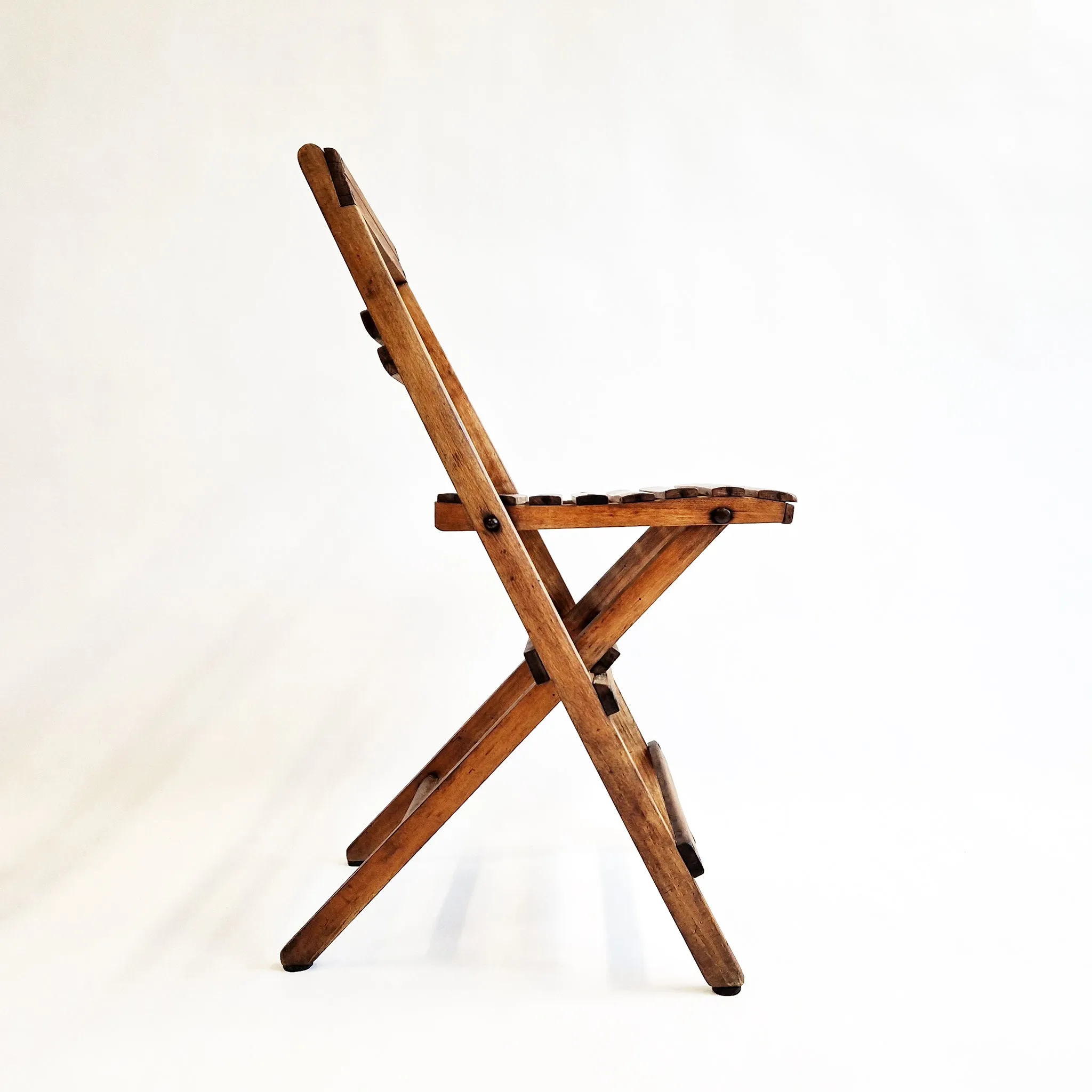 Mid-century Italian wooden folding chair