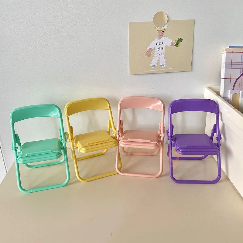Mini Cute Phone Stand Holder Foldable Tablet Holder Pastel Mini Chair Mobile Phone Holder