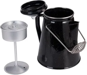 misppro Percolator Coffee Pot Camping Kettle Leakproof Easy to Clean Enamel Teapot for Outdoor Backpacking Cabin Campsite 6.50x9.25 Inch
