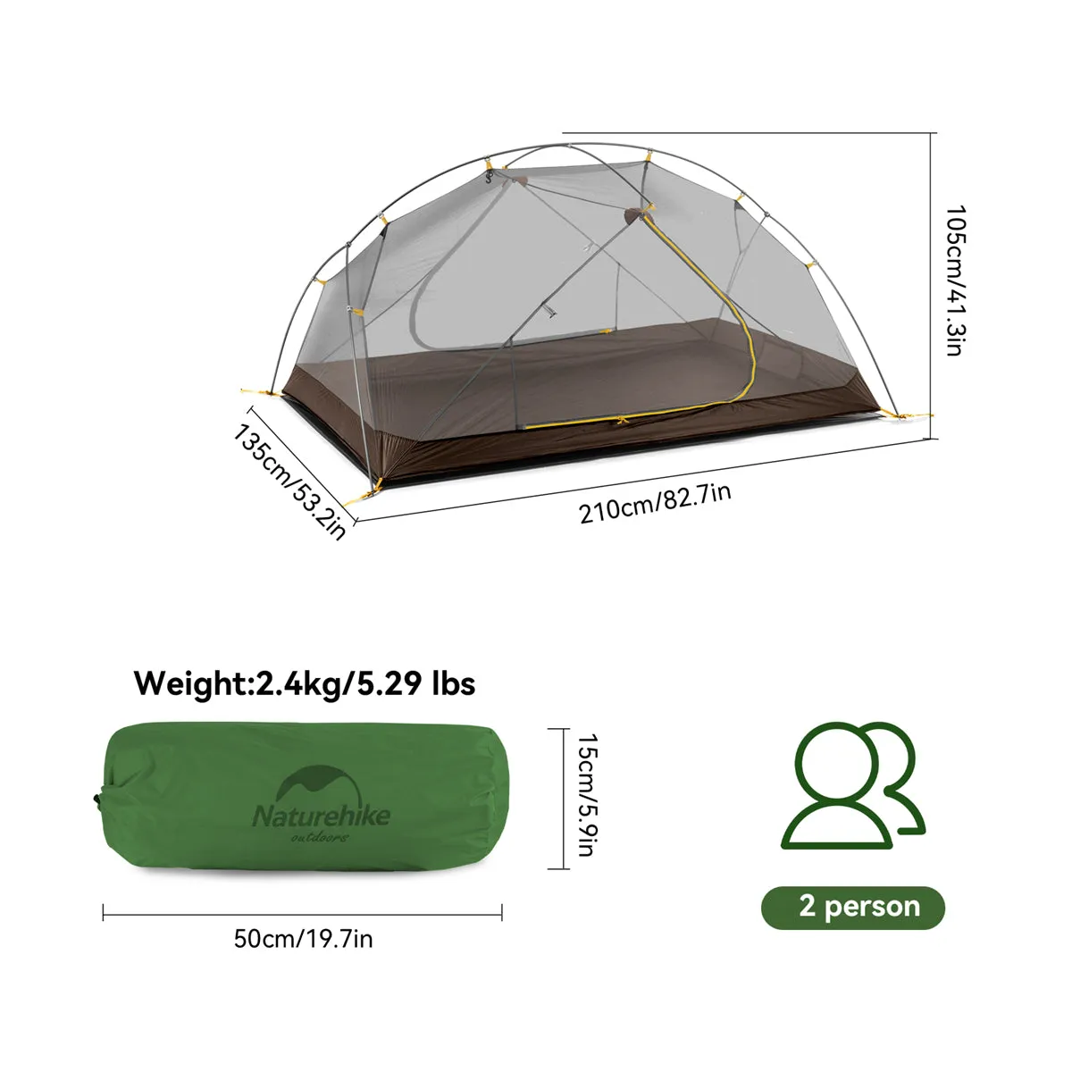 Mongar 2 People Camping Tent 210T