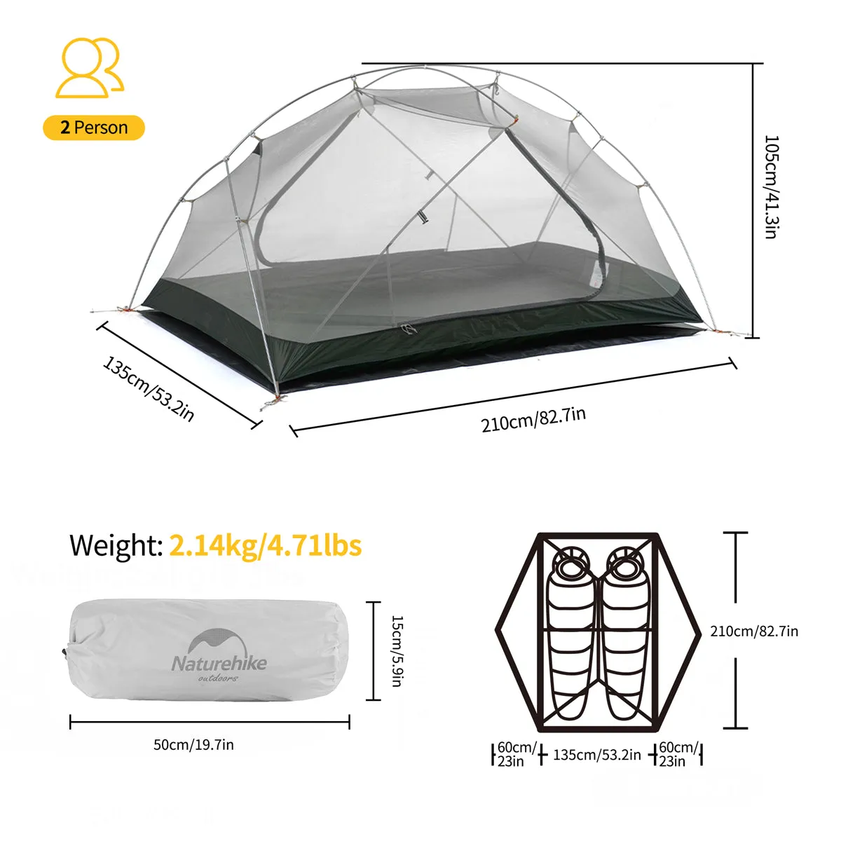 Mongar 2 People Camping Tent 210T
