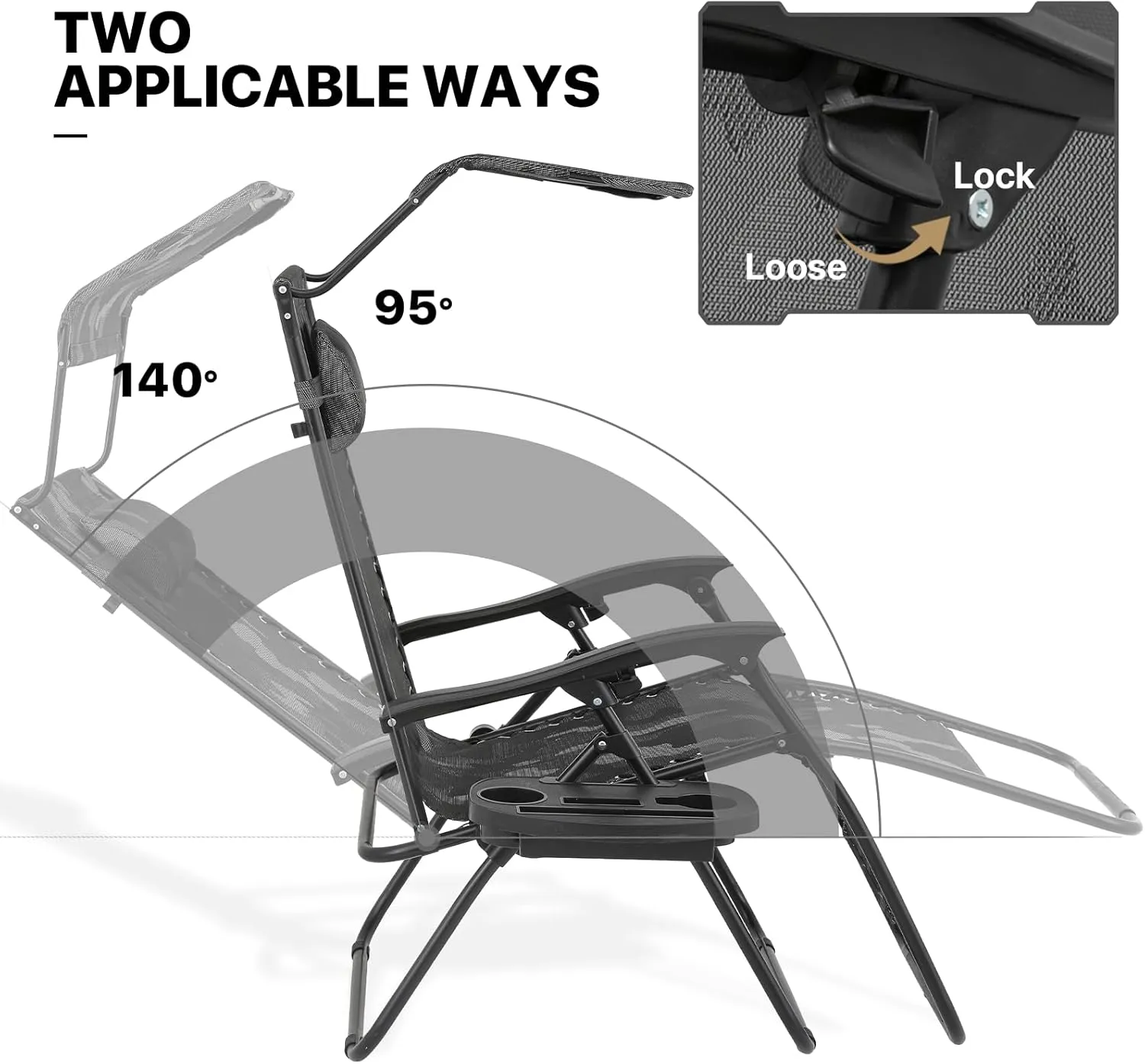 MoNiBloom Zero Gravity Chairs Set of 2, Patio Anti Gravity Recliners with Canopy Shade, Foldable Outdoor Lounger with Cup Holder Tray and Headrest for Beach Camping, Camouflage
