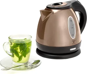 Moss & Stone Stainless Steel Electric Kettle, Cordless Pot 1.2L Portable Electric Hot Water Kettle,1500w Strong Fast Boiling Pot, Water Boiler, Electric Tea Kettle With Boil Dry Protection (Champagne)