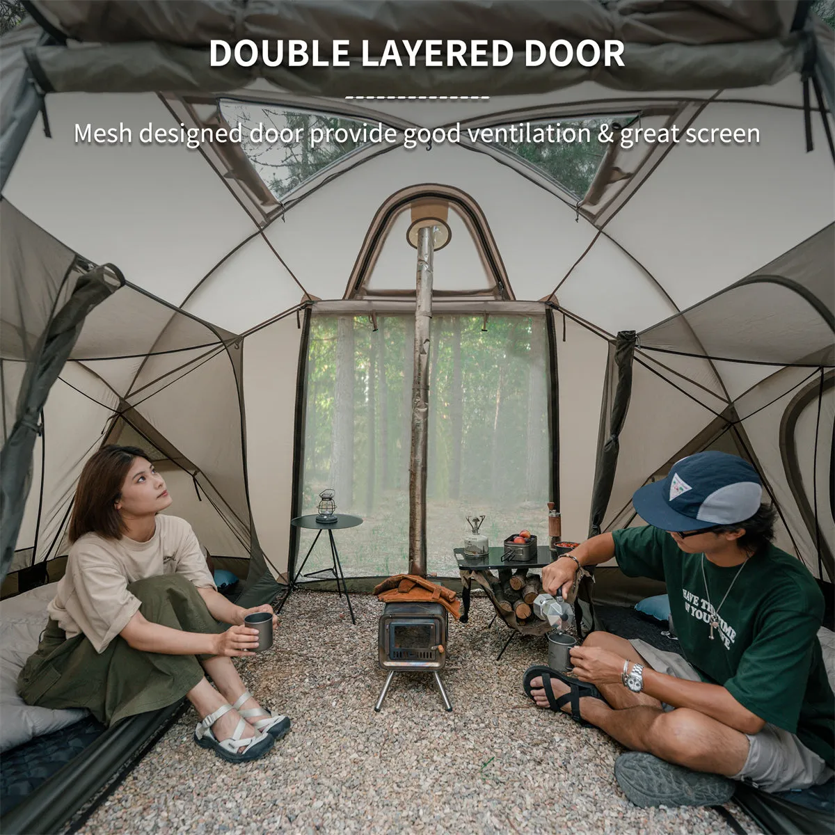 Mountain Peak Hot Tent Two Bedroom&One Living Room