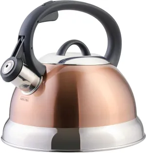 Mr. Coffee Flintshire Stainless Steel Whistling Tea Kettle W/Nylon Handle, 1.75-Quart, Copper