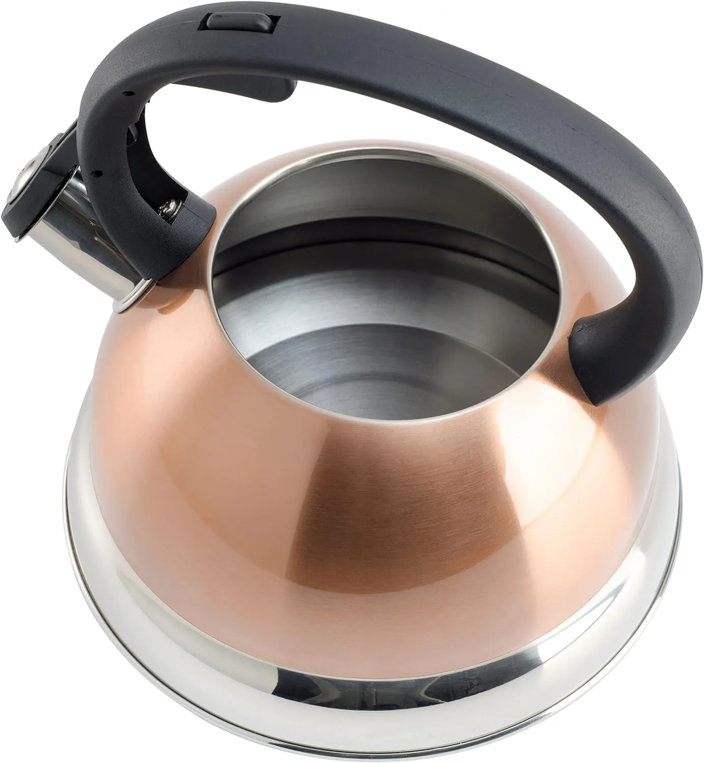 Mr. Coffee Flintshire Stainless Steel Whistling Tea Kettle W/Nylon Handle, 1.75-Quart, Copper