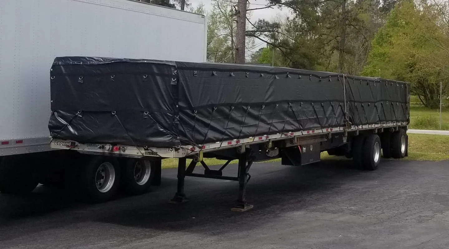 Mytee Products 16' x 27' Flatbed Truck 14 Oz Superlight Steel Tarp with 4 FT Drop - Black Heavy Duty Vinyl Waterproof Tarp for Trailers to Protect Cargo from Wind, Rain, Snow and Sun