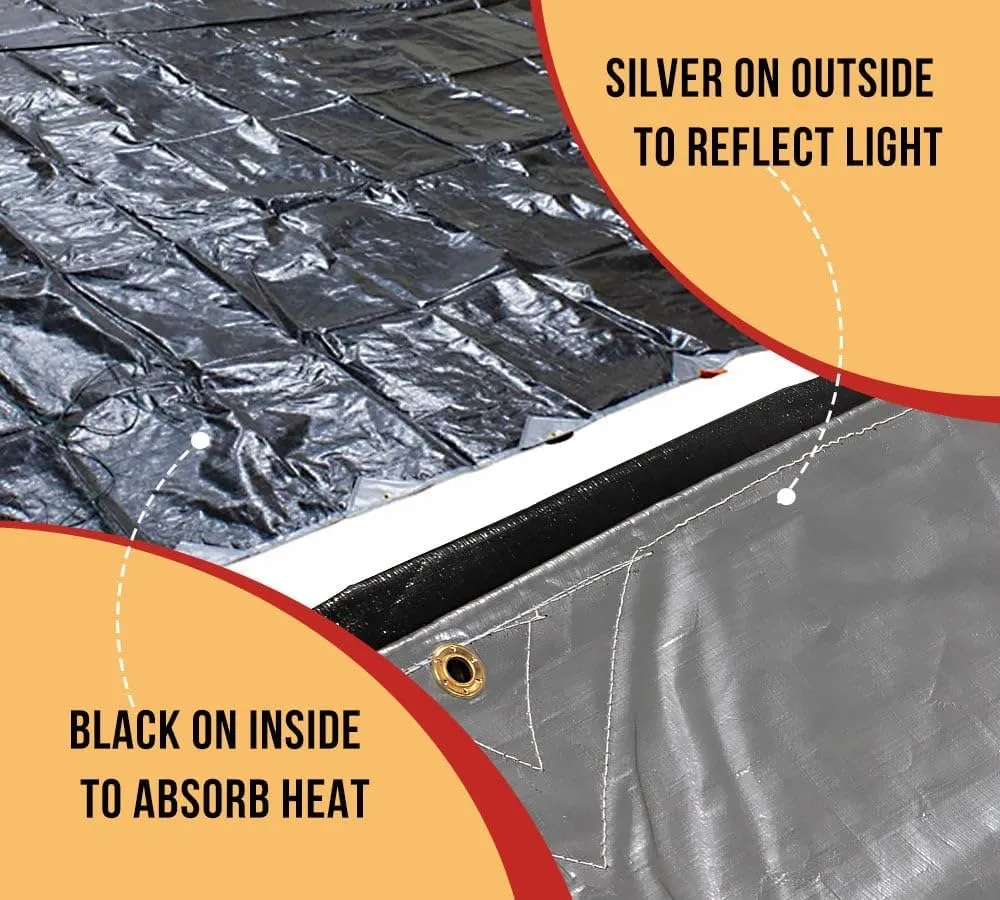 Mytee Products 28' x 48' Heavy Duty 8oz Hay Tarps Silver Black 14.5 mil Waterproof